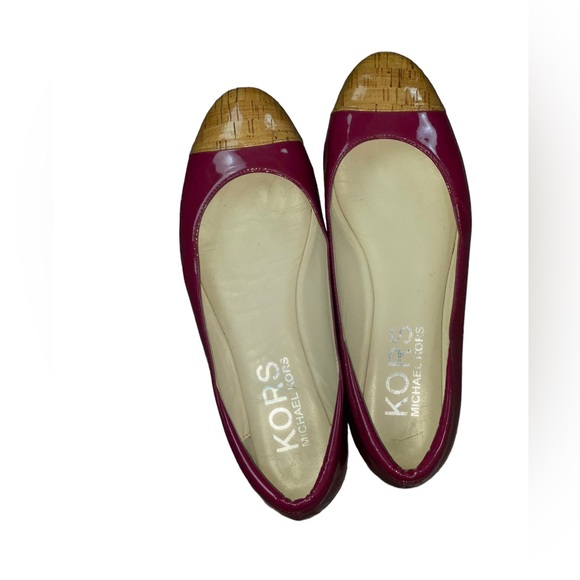 Kors Michael Kors Odessa Cap Toe Flats Patents Cork Peony - Picture 2 of 12